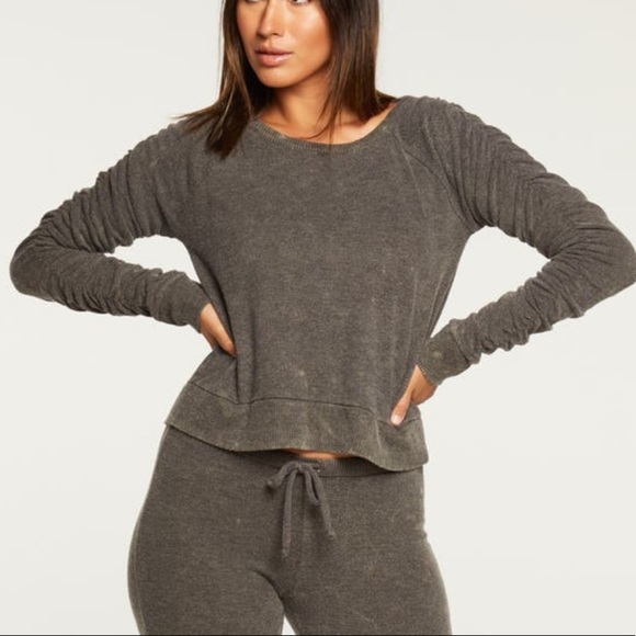 Chaser Shirred Sleeve Sweatshirt Sz Medium - Picture 3 of 15